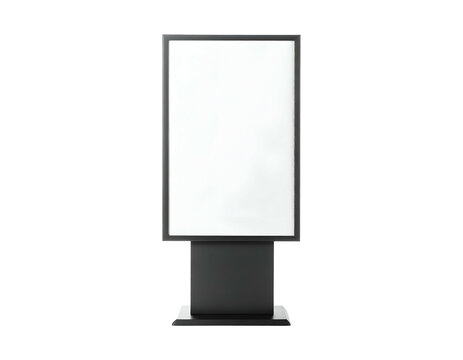 A standalone, rectangular display unit with an empty white screen and a dark, minimalist frame