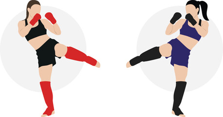 `Two female ethletes practicing boxing