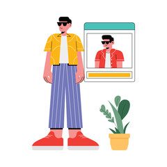 Modern designer portfolio interface screen illustration