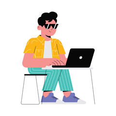 Person cleaning dishes after UI design work illustration