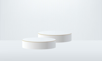 Podium in white studio room on modern background for product display, vector eps10