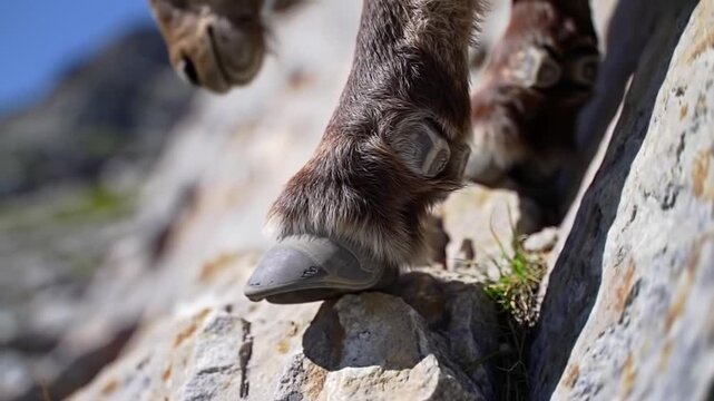mountain animal hoof gripping rough rocky surface