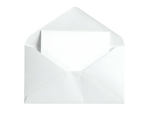 Plain white envelope open with a blank card inside, set against black background