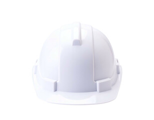 Fototapeta premium A front view of a white construction hard hat, centered against a black background