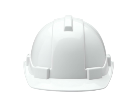 A front-facing, pristine white construction helmet, ready for safety