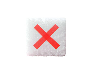 Obraz premium Square white object with visible texture and a diagonal red 