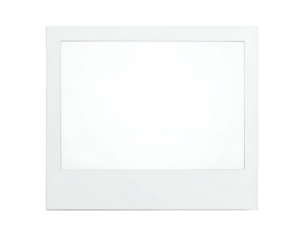 A blank rectangular photo frame, white border on a solid black background, modern, simple