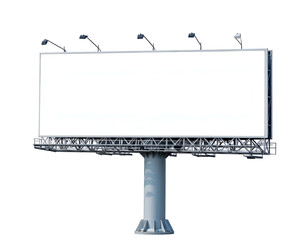 Obraz premium A large rectangular sign, supported by pillars, with lights atop, isolated against black