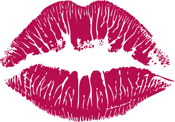 Beautiful red lips isolated on transparent background. red lipstick kiss . lips with lipstick mark on a white background.	