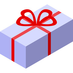 Light Blue Gift Box Tied With Red Ribbon And Bow Isometric View Isolated On Transparent Background For Holiday Season Celebration