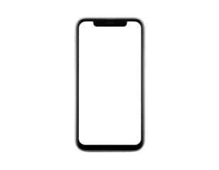Modern, sleek smartphone design with a black screen and silver frame against a dark background