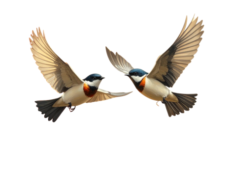 Graceful birds in flight against warm autumn background, nature inspiration for wall