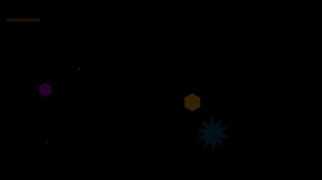 Abstract geometric shapes including a star, hexagons, and a line on a black background