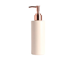 Obraz premium An isolated, elegant bottle with a metallic pump dispenser, set against a stark black background