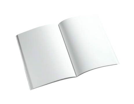 Open book illustration showcasing blank pages, perfect for design or mockup purposes, on black backdrop