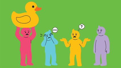 Happy Easter eggs cartoon illustration with kids and animals