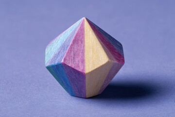 Colorful Octahedron: Geometric Object with Pastel Rainbow Pencil Shading