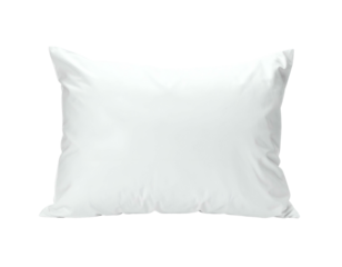 A plain white rectangular pillow, viewed from the front against a stark black background