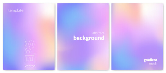 Abstract liquid background set. Gradient mesh. Effect blend light color. Blurred fluid colorful mix. Modern design template for web cover, header, ad banner, poster, brochure, flyer. Vector image