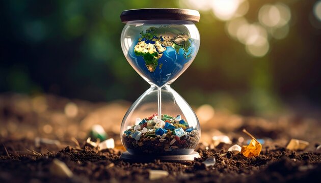 A poignant symbol, Earth's dwindling time and the overwhelming trash accumulation