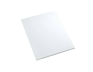 Angled view of a blank white rectangular surface with slightly rounded corners on black