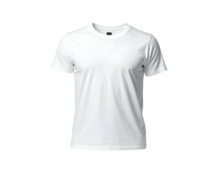 A plain white crew neck short sleeve t-shirt with subtle fabric texture on a black background