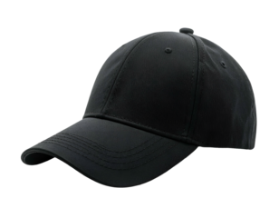 Black baseball cap with a curved brim, featuring a classic, structured design