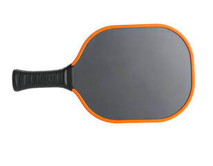 Overhead shot of a pickleball paddle against a black background