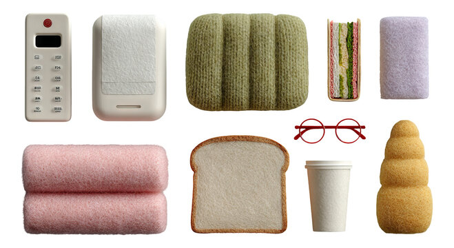 Isolated Collection of Colorful Objects in Various Shapes and Styles on Transparent Background