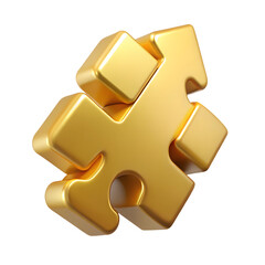Obraz premium Gold Jigsaw Puzzle Parts Bonding 3D Render Teamwork Success Collaborative Connection Solution Innovation Unity Metaphor Business Strategy Integration Problem Solving and Cooperation