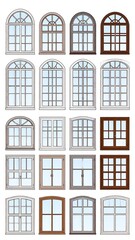 Obraz premium Assortment of varied arched and rectangular windows in several colors