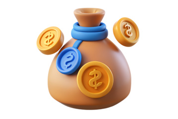 bag of money icon with dollar