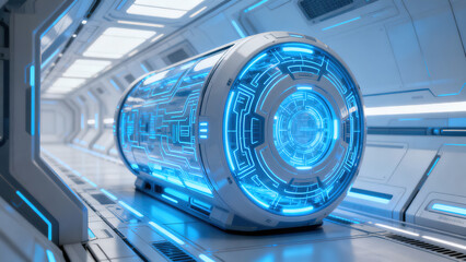 Futuristic Blue Sci - Fi Chamber
