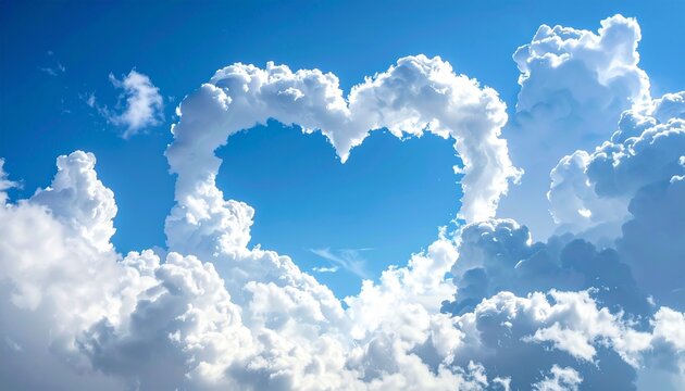 Stunning heart shaped cloud formation against a vibrant blue sky evoking feelings of love, hope, and endless possibilities for your next project