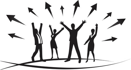 Obraz premium silhouette of corporate teamwork lifting arrow upw
