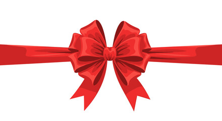 A festive red ribbon adorns a present with elegant loops and flowing streamers creating a sense of celebration and gifting.
