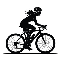 Dynamic silhouette of a female cyclist in motion embracing the thrill of road cycling outdoors silhouette