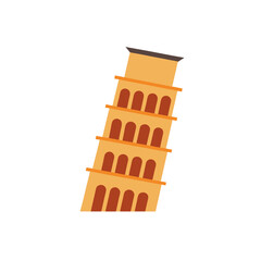 Stylized illustration of the leaning tower of pisa against a black background