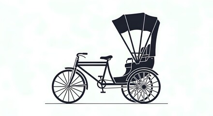 Fototapeta premium Silhouette of a traditional rickshaw bicycle with canopy