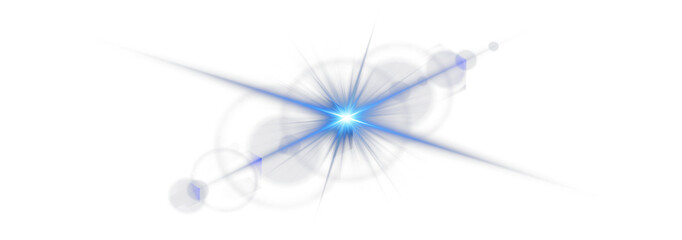 Fototapeta premium Blue sparkle PNG with radiant beams and glowing highlights. Bright flares create a futuristic and elegant atmosphere. Perfect for digital design, abstract visuals, or neon compositions.