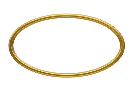 Golden oval frame PNG isolated on transparent background, elegant decorative element for design and photo framing