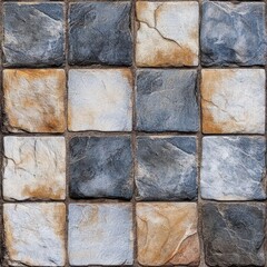 Fototapeta premium Square patterned stone tile floor design. Seamless pattern.