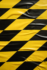 Yellow and black slanted grid graphic created from barricade tape
