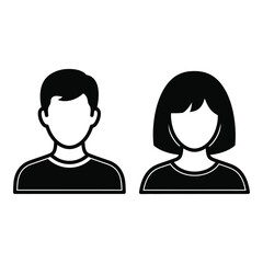 Simple silhouette male and female user profile icons representing people and generic avatars for digital platforms silhouette