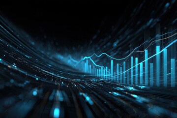 Abstract digital visualization showing financial data and market trends