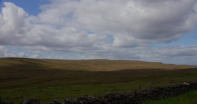 Extra Wide panning shot looking down Bowes moor with the A66, stainmore . At the pennines