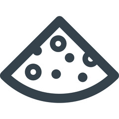 Minimalist Icon of a Slice of Swiss Cheese with Round Holes and Dark Outline Isolated on a Transparent Background Simple Vector Food Graphic