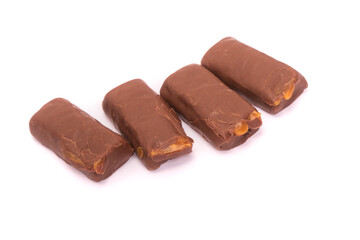 Group of broken chocolate bars
