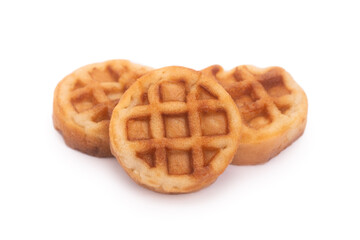 Group of small round tasty waffles