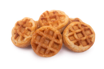 Group of small round tasty waffles
